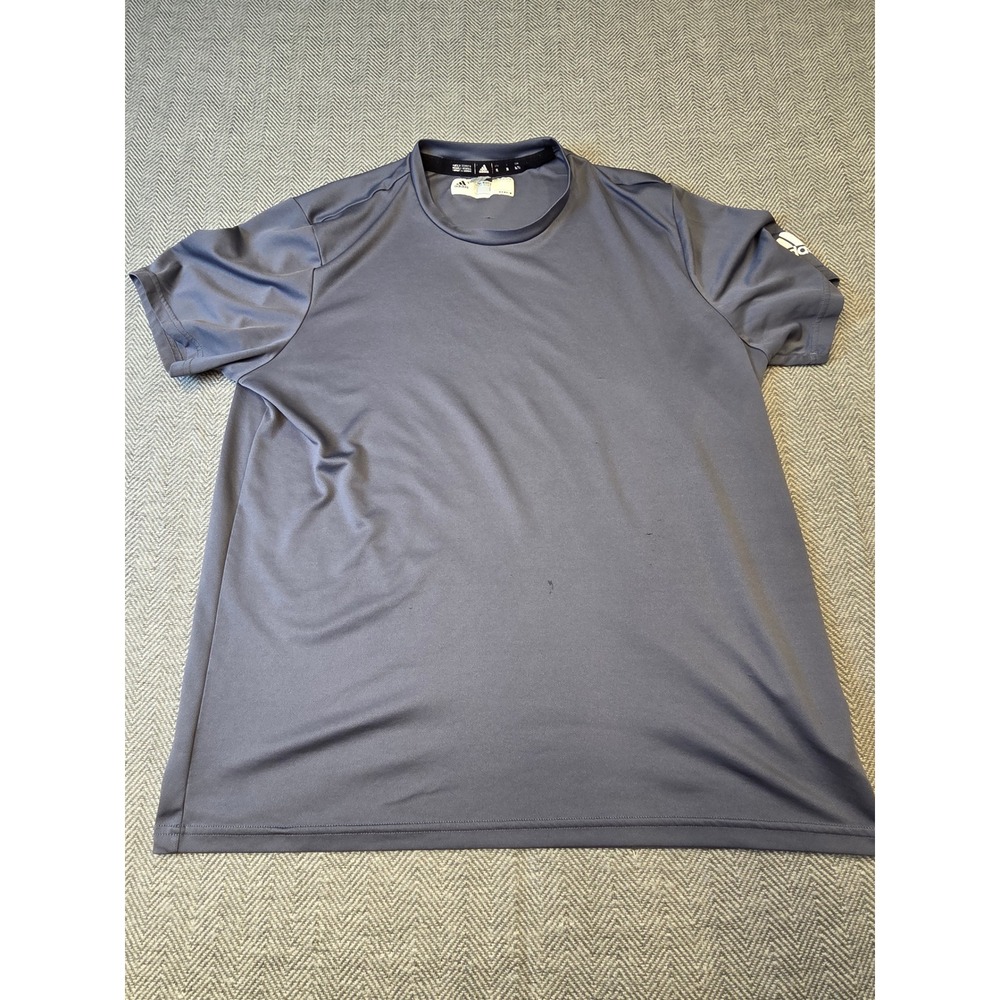 Adidas T-Shirt Men XL Gray Short Sleeve Logo Athletic Training Workout Crew Neck